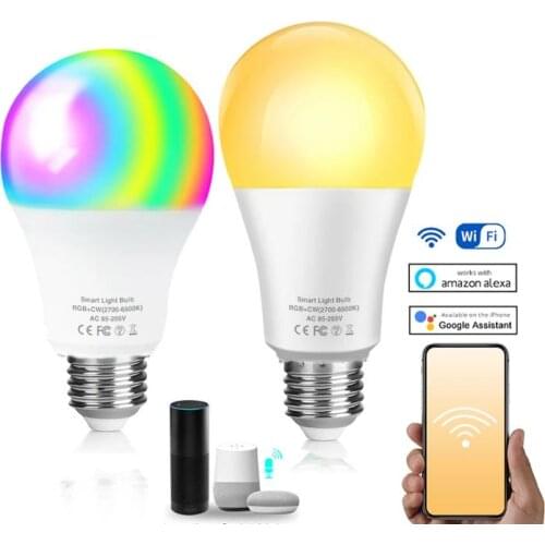 WIFI Smart Light Table Lamp Bulb Smart RGB Lampara LED Bombillas E27 B22 Dimmable 10w Home Party Decor Lighting Spot Lampa