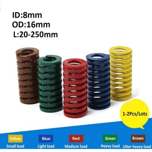 OD16mm ID8mm Length 20mm~250mm Light Load Mould Die Spring Spiral Stamping Compression Mould Spring Yellow/Blue/Red/Green/Brown
