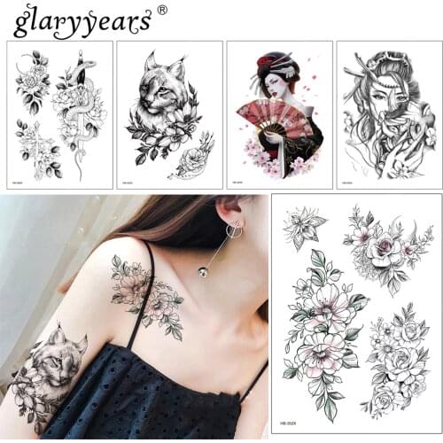 Glaryyears 1 Sheet Temporary Tattoo Sticker Colorful Fake Bird Flower Flash Waterproof Fashion Small Body Art Men Women