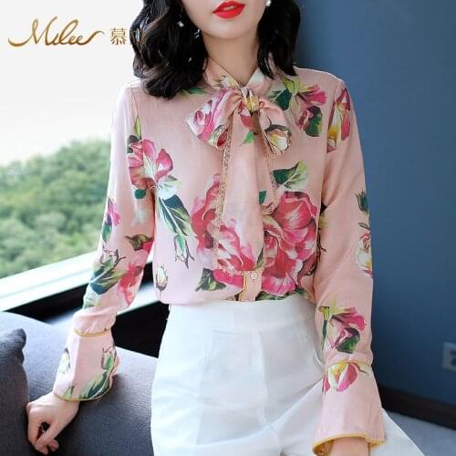 Fashion Silk Shirt Women Spring/Summer New s Wear Modal Printed Floral Shirt Women Long Sleeve Slim Shirt Top
