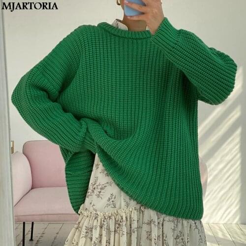 Womens Sweater Autumn Winter Knitted Ribbed Pullover Sweater Long Sleeve Casual Loose Cashmere Jumper Pull Femme Female 2021