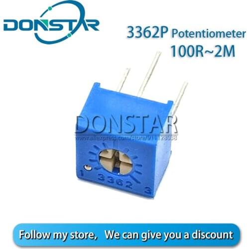 10PCS 3362P Adjustable Resistor Potentiometer 100R 200R 500R 1K 2K 5K 10K 20K 50K 100K 200K 500K 1M 101 501 103 503 102 104 504