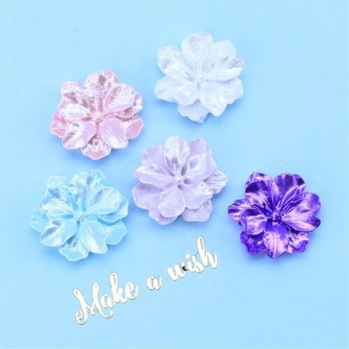 10Pcs Pearlescent Flower Resin Cabochon Flatback Fit Phone Case Decoration DIY Hair Bows Center Accessories Scrapbooking Craft