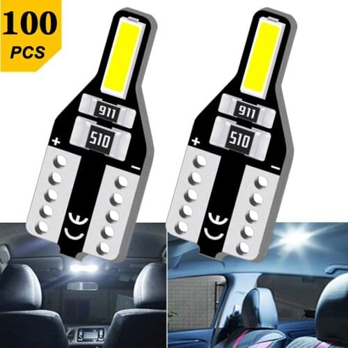 100X Signal Lamp T10 W5W 2SMD 7020 Chips W5W 168 194 CANBUS White Auto Lamp 12V Led Clearance Lights Reading Light Dome Light