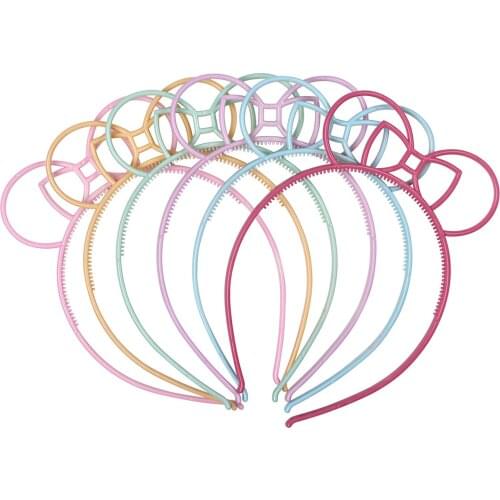 12pcs/lot 6 Colors Childrens ABS Plastic Hairbands Girls Headwear Birthday Party Bow Knot Hoop Flowers Headband GHB001