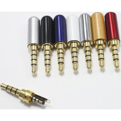 2pcs DIY 3.5 mm 1/8" Male Stereo Plug TRS Microphone Wire solder Type Screw Assembly Connector 4 poles Copper Case Gold Plated