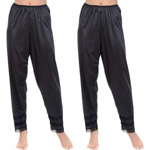 3 Colors Women‘s Soft Slip Liner Pajamas Sleepwear Night Bottoms Lounge Pants Plus Size M-2XL