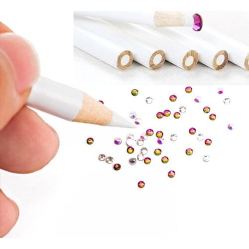 5Pcs Nail Rhinestone Gems Point Drill Pen Top Professional Wooden Dotting Pencils easily Pickup Decoration DIY Salon Nail Art