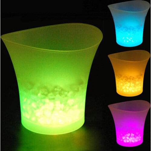 5L Waterproof Plastic LED Ice Bucket with Color Light Flashing Cool Bar Nightclub Champagne Wine Beer Cooler Bars Tools Party
