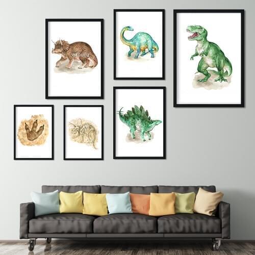 Watercolour dinosaur fossil nordic mural child room living room Home Decor Painting Art Decor posters canvas painting