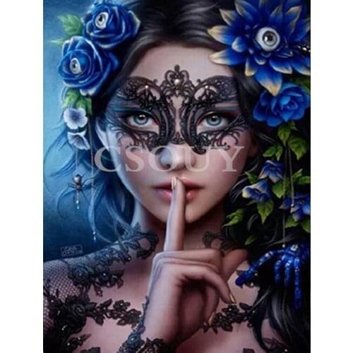 5D Diy Diamond Painting Cross Stitch Mask Beauty Full Square / Round Diamond Embroidery Home Decor Mosaic Needlework Home Decor