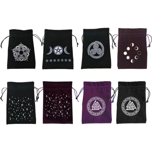 Velvet Pentagram Tarot Oracle Cards Storage Bag Runes Constellation Witch Divination Accessories Jewelry Dice Drawstring Package