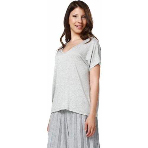 Wax Basic Gray T-Shirt Short-Sleeve Casual T-shirt Tops Tees High Quality V Neck 100% Cotton 2021 Summer Gray