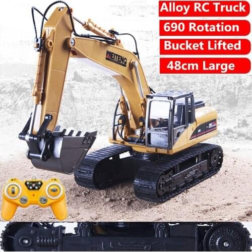 48CM Large Remote Control RC Excavator High Simulation Bucket Lifted Auto Rotation Engineering Vehical RC Load Dump Truck Gifts