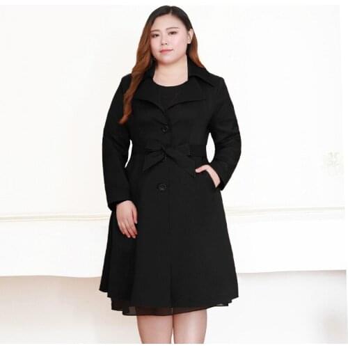 Black Maxi Coat Women Winter Windbreaker Long Sleeve Korean Fashion Overcoat Plus Size Female Trench Coat Women 7xl 8xl 9xl 10xl