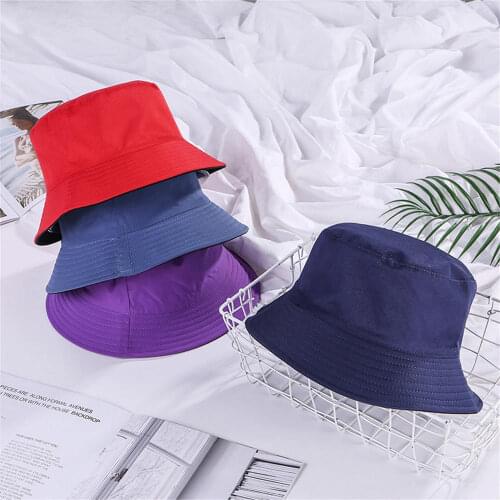 Double-sided Wearing Cap Solid Color Bucket Hat Men Women Sun Hat Reversible Fisherman Hat Summer Panama Cap Sun Fishing Hat