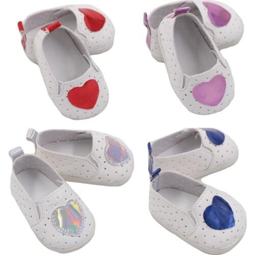 2021 Heart Shaped Breathable Canvas Shoes Fit 18Inch American 43cm Baby Doll Clothes Accessories,Girls Toys,Generation