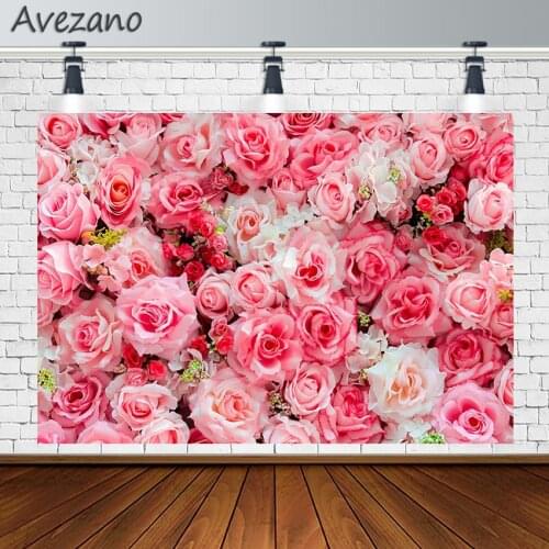 Avezano Photography Backdrops Valentines Day Wedding Floral Pink Rose Flowers Backgrounds For Photo Studio Photozone Photocall