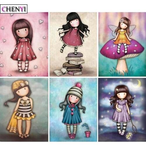 CHENYI 5D Diamond Painting Cartoon Girl Mosaic Picture Full Drill Square Diamond Embroidery DIY Cross Stitch Kits New Year Decor