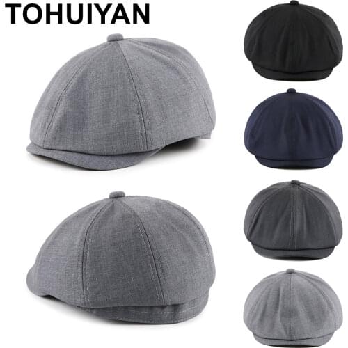 TOHUIYAN Solid Newsboy Cap Men Summer Autumn Bone Octagonal Hat Baker Boy Gatsby Caps Boinas De Hombre Duckbill Hats For Women