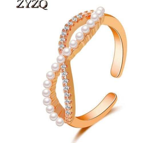 ZYZQ Weddings Rings For Women Temperament Imitation Pearl Light Gold Color Wedding Gifts New Fashion Jewelry Wholesale
