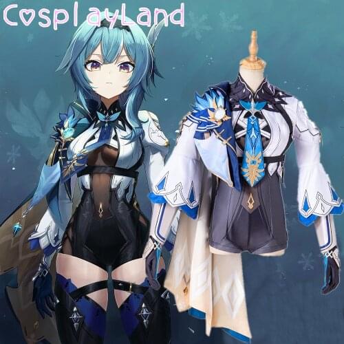 Game Genshin Impact Cosplay Eula Costume Halloween Costumes for Adult Women Jumpsuit Eula Cosplay Outfit