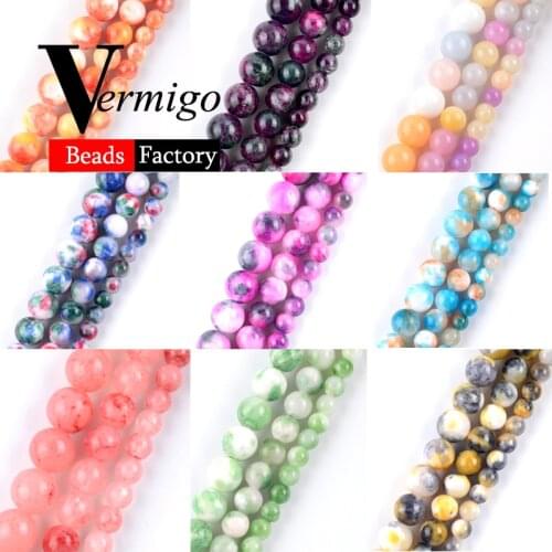 Wholesale Natural Round Persian Jades Stone Beads For Jewelry Making Loose Beads 6 8 10mm Diy Bracelet Necklace Accessories 15"