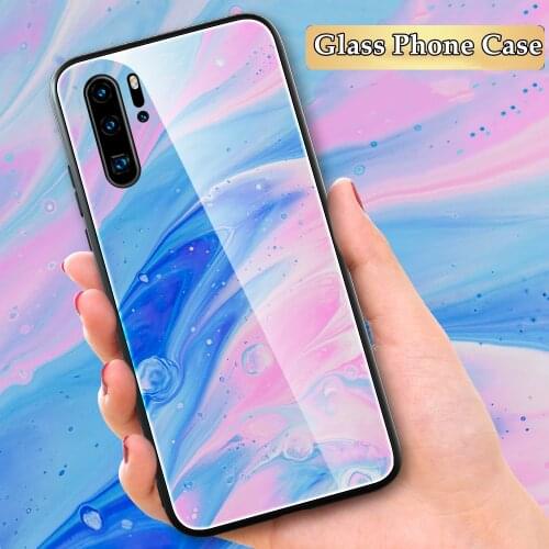Marble Tempered Glass Phone Case For Huawei P40 P30 P20 Lite E Pro P50 Gradient Case Cover For Huawei P Smart Z Plus 2019 2021