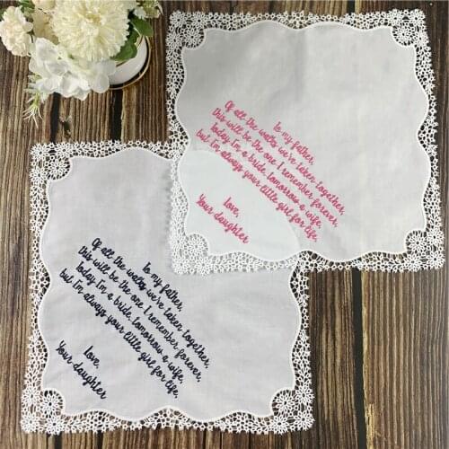 Set of 12 Fashion Personalized Wedding Handkerchief 12x12-inch White Soft Cotton Lace Crochet Hankies Vitage Hanky