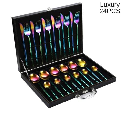 24-piece set of Nordic luxury tableware mirror stainless steel cutlery cutlery coffee spoon cutlery dishwasher safe cutlery set