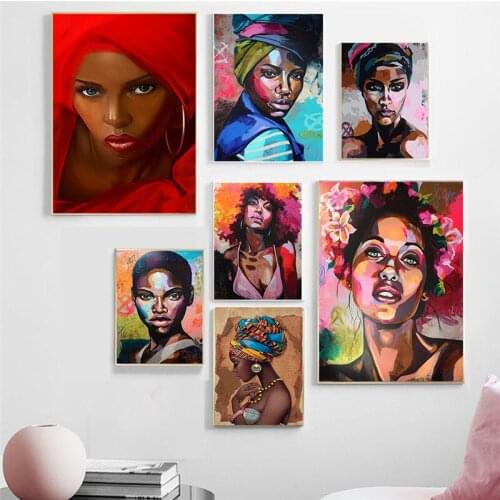 Africa Black Woman Canvas Art Poster and Print Canvas Paintings on The Wall for Living Room Cuadros Home Decoration Picture