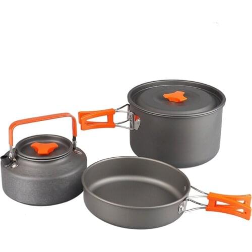 Camping Portable Outdoor Tableware Kettle Frying Pan Pot Cooking Travel Picnic Set