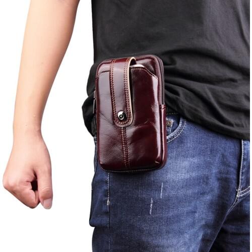 Genuine Leather Waist Bag for iPhone X/XS/XR/XS Max 8 7 6 6s Plus Vintage Hip Bum Belt Pouch for Samsung/Xiaomi Business Men
