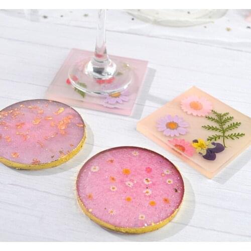 DIY Coaster Crystal Epoxy Mold For Handmade Square Round Coaster Silicone Resin Mould Home Decoration Accessories