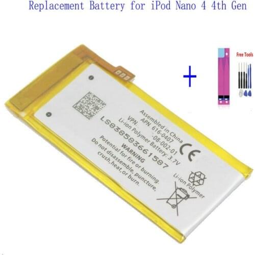 1 x Replacement 616-0407 Nano 4 Battery For Nano 4 Battery 3.7V For iPod Nano4 4G 4th 4Gen Generation MP3 + Repair Tools kit