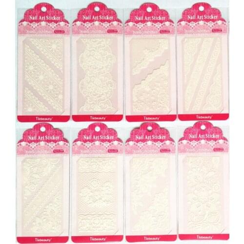 10sheets Wedding White Lace Nail Sticker 3D Flower Design Decals Nail Art Tips DIY Decoration Tool