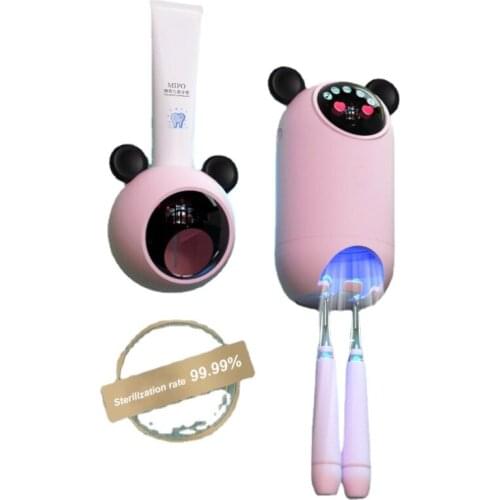 Smart kid toothbrush UV sterilizer & toothpaste squeezer 2in1 with cute design & long sense capacity