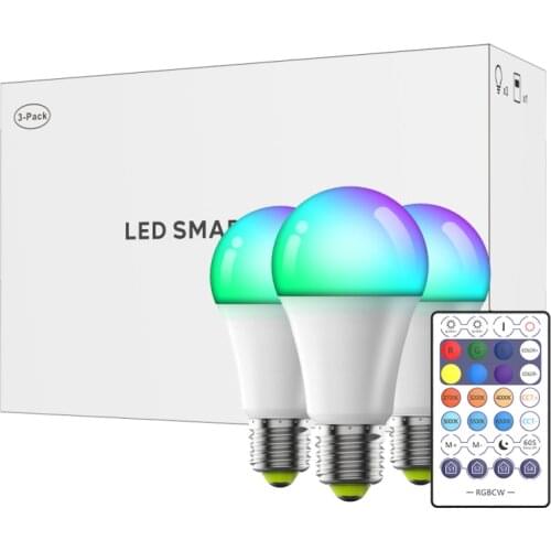 2/3/4pcs WiFi Smart Light Bulb 10W E27 RGB Corlorful Dimmable Timer Function Remote Controller Magic Bulb Work With Alexa