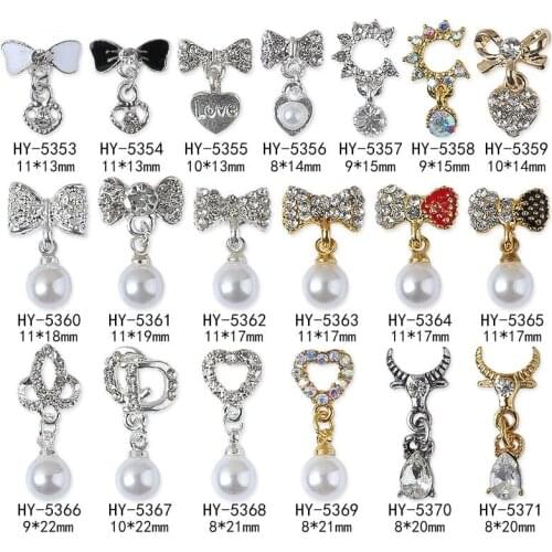 New 10pcs Charm Pendant Alloy 3D Nail Art Decorations Shiny Crystal Pearl Jewelry Ornament Fashion Designs Manicure Accessories