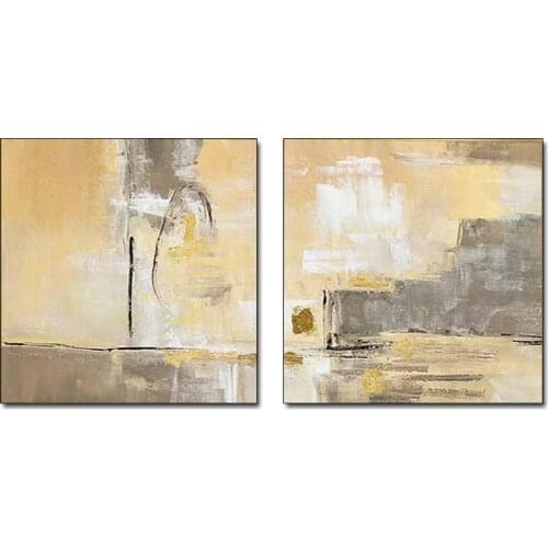 100% Hand-painted 2 Panel Oil Painting Abstract Canvas Dark Color Wall Art Calligraphy Artwork Paintings Picture for Living Room