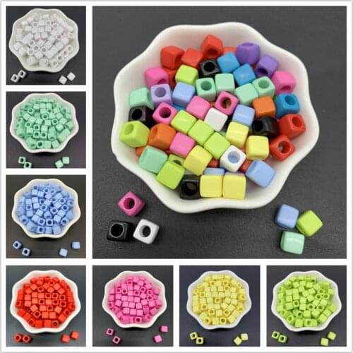 50pcs/Lot 7mm Acrylic Spaced Beads Square Shape Beads For Jewelry Making DIY Charms Bracelet Necklac