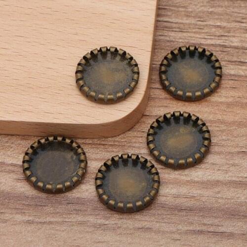 500pcs antique bronze into 14mm cabochon tray pendant bezel blank pendant base jewelry settings
