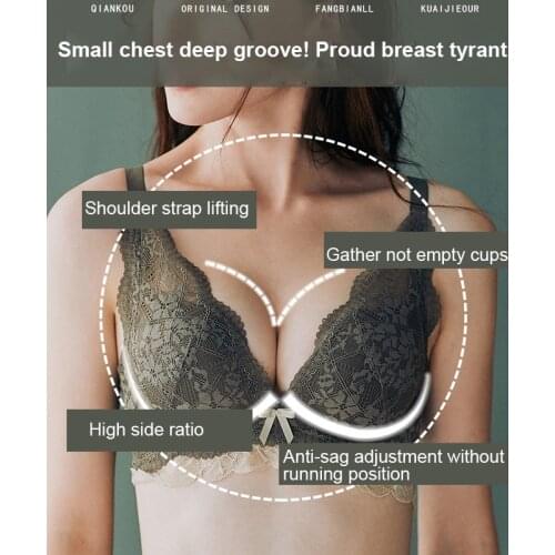 Lace thickened gather small chest underwear push up strapless bra lace female Bra underwear Non-wired Bra Women fashion Bra sexy