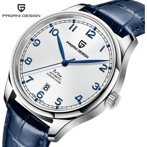 PAGANI DESIGN Mens Automatic Pilot Watch Luxury Sapphire Crystal NH35A Movement White Business Waterproof Mechanical Watches