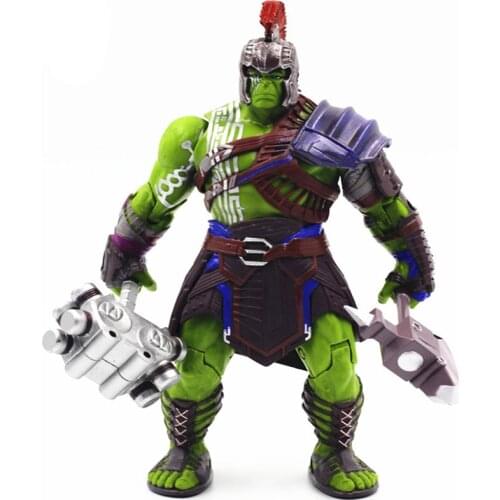 Disney Marvel Avengers Thor 3 Gladiator Hulk Peripheral With War Hammer Movable PVC Anime Figure Model Children Toys Gifts