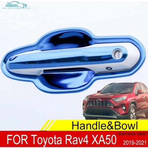 For Toyota RAV4 XA50 2019 2020 2021 Car Exterior Door Handle Trim Decoration Stainless Steel Styling Bowl Frame Cover Accessorie
