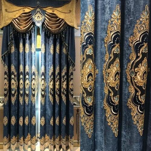 Europe custom-made luxury embroidery Blackout curtains for Living Room classic craftsmanship high quality curtains for Bedroom