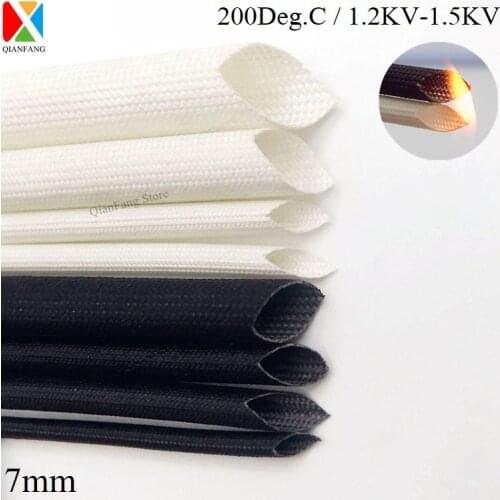 ID 7mm Fiberglass Cable Sleeve Insulation Soft Braided Chemical Fiber Glass Tube High Temperature Pipe Wire Wrap Protector 1M