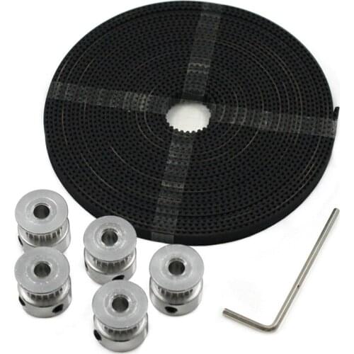 5M GT2 Timing Pulley Kit 20Teeth 5mm Bore Synchronous Wheels Gear Part Belt Width 6mm for 3D Printer Accessories