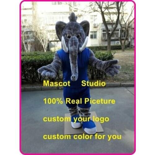 Animal Elephant Mascot Costume Suit Cosplay Party Game Fancy Dress Outfit Adults Size Parade Advertising Halloween Character New